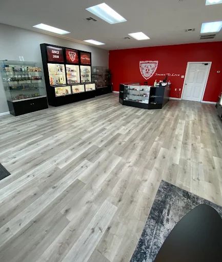 Interior of Smoke To Live vape and CBD shop on Nacogdoches Rd, San Antonio, serving customers since 2008